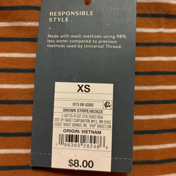 Universal thread womens brown stripe basic top size xs new with tags - Picture 2 of 2